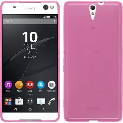 Produktbild von PhoneNatic Case kompatibel mit Sony Xperia C5 Ultra - rosa Silikon Hülle transparent + 2 Schutzfolien
