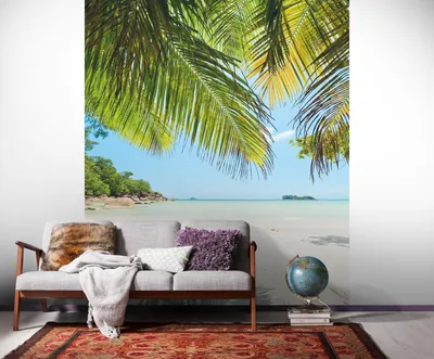 Produktbild von Komar Vlies Fototapete - Under The Palmtree - Größe: 200 x 250 cm (Breite x Höhe) - 2 Bahnen, Wohnzimmer, Schlafzimmer, Tapete