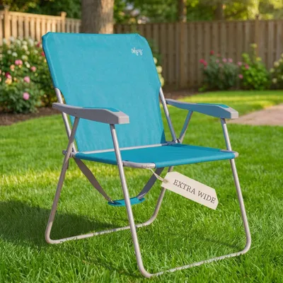 Immagine prodotto di Sedia da spiaggia pieghevole, leggera e portatile, ideale per il campeggio. Colore: ciano. Modello: XL