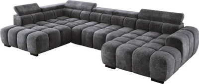 Zdjęcie produktu dla DomoHome Nowoczesna duża narożna sofa w kształcie litery U EDEN Grey Lewa strona 393×205×97 cm - Regulowane zagłówki, opcja spania, minimalistyczny kubistyczny design