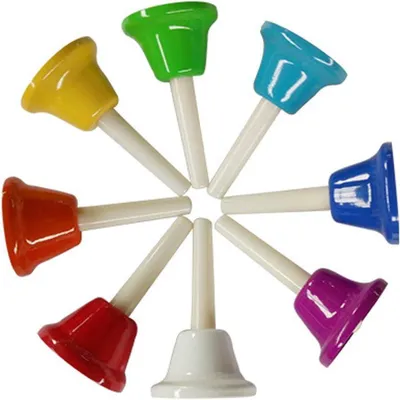 Produktbild von Yalloy Handglocken-Set, Metall-Handglocken-Set, buntes Kinderhandglocken-Musikspielzeug, 8-tönig, diatonisch, für Kinder, Glockeninstrument, Festival, Musikunterricht, Kirchenchor, Hochzeit, Familienfeier