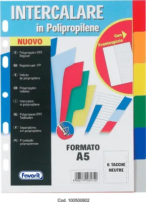 Produktbild von Favorit 100500802 Trennblatt Polypropylen (PP) Mehrfarbig 25 Stück(e)