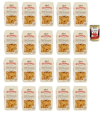 Produktbild von Rummo Penne lisce n° 59 Pasta Lenta Lavorazione Teigwaren aus Hartweizengrieß Bronze-Zeichnung 20x 500g + Italian Gourmet polpa 400g