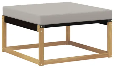 Image de Pouf d'Extérieur Bois d'acacia massif et Textilène Blanc