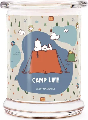 Produktbild von Duftkerze Peanuts™ Camp Life, Kerze im Glas, 50 h Brenndauer, 250g, Duftlicht HxD 11,5 x 9,5 cm