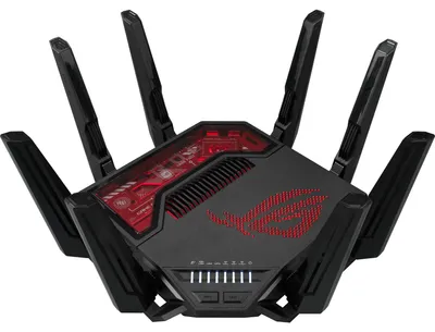 Produktbild von ASUS ROG Rapture GT-BE19000 WLAN-Router Multi-Gigabit Ethernet Tri-Band (2,4 GHz/5 GHz/6 GHz) Schwarz, Rot