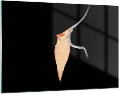 Produktbild von Bilder auf glas - Einteilig - Schwarz Frau Hut - 120x80cm - Glasbilder - Wandbilder - Bilder - zum Aufhängen bereit - Wanddekoration aus Glas - Glas Bilder - Wandbild auf Glas - GAA120x80-4341