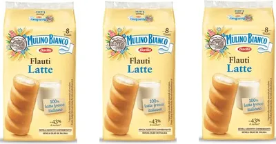 Produktbild von 3x Mulino Bianco Kuchen mit Latte Milch Flauti 8x 35g kekse riegel milk snack