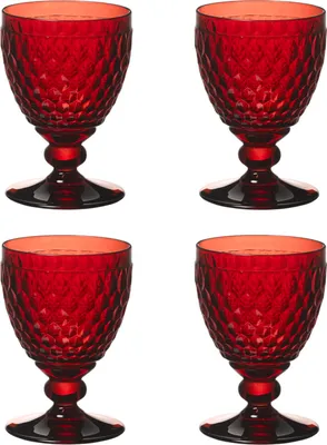 Zdjęcie produktu dla Villeroy & Boch Boston Zestaw 4 kolorowych kieliszków Boston, kieliszek do białego wina na czerwonej nóżce