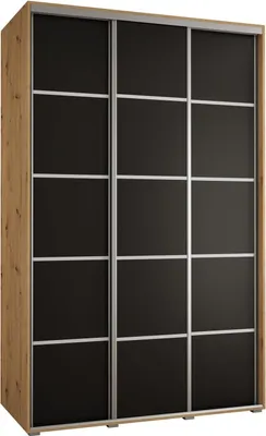 Produktbild von MEBLE KRYSPOL Cannes 4 Schrank mit 3 Schiebetüren - 205,2x160x60 cm - Artisan Schwarz Silber