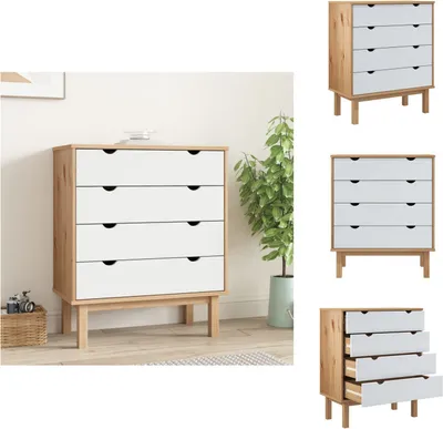 Produktbild von vidaXL Schubladenschrank OTTA Braun&Weiß 76,5x39,5x90 cm Massivholz -  Kommoden