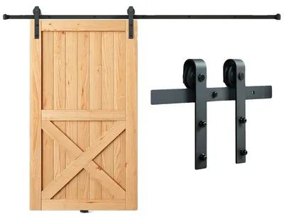 Produktbild von VEVOR Schiebetürbeschläge Set, 11FT Schiebetür Set, 330LBS Tragkraft Doppel-Schiebetürbeschläge Set, Kohlenstoffstahl Schiebetürschiene, Schiebetür für 1,57-1,77" Dicke & 5,5FT Breite Türpaneel, J-Typ-a, 8 ft-b