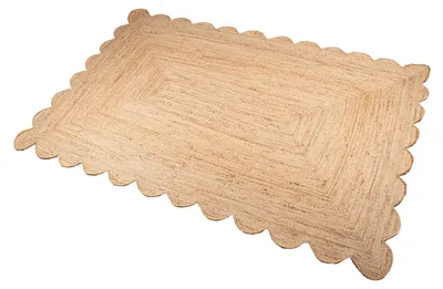 Jute Teppich mit Fransen, Natur, 230 x 160 x 1 cm