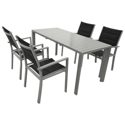 Produktbild von DEGAMO Gartengarnitur BAGO 5-teilig, Alu anthrazit + Kunstgewebe schwarz