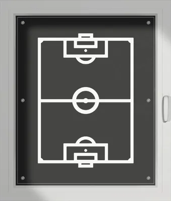 Produktbild von Wallario Lichtschutzbild, Dekorativer Sichtschutz Sonnenschutz 76 x 93 cm mit Motiv: Fußball - Fußballfeld in Schwarz-Weiß - Verdunklung ohne Bohren