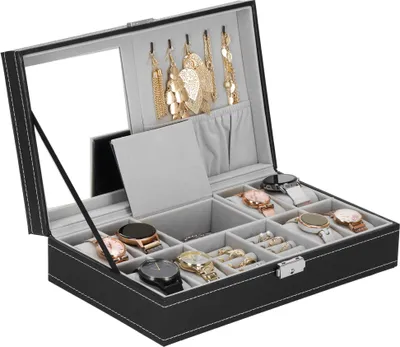 Immagine prodotto di Scatola per orologi Organizzatore per orologi 33 x 20 x 9 cm Scatola per gioielli Scatola in Pelle finta per 8 orologi Scatola per orologi
