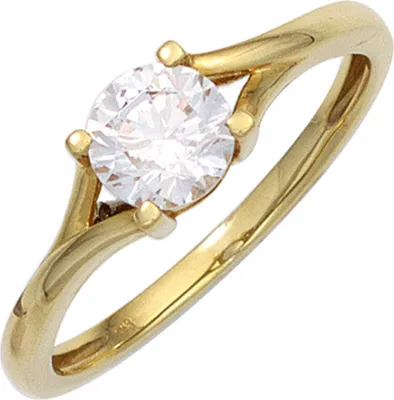 Produktbild von Solitär Ring Damenring mit Zirkonia weiß 333 Gold Gelbgold Fingerschmuck Innenumfang 60mm  Ø19.1mm