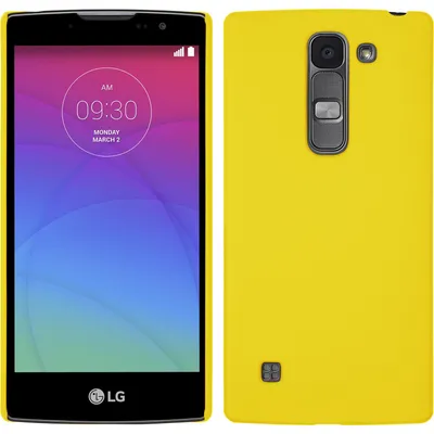 Produktbild von PhoneNatic Case kompatibel mit LG Spirit - Hülle gelb gummiert Hard-case + 2 Schutzfolien