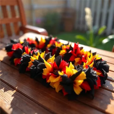 Hawaii-Kette Rot-weiß Für Fasching & Karneval – Klassische Blumenkette, Bunt, NEU & OVP, Perfekt Für Partys & Events