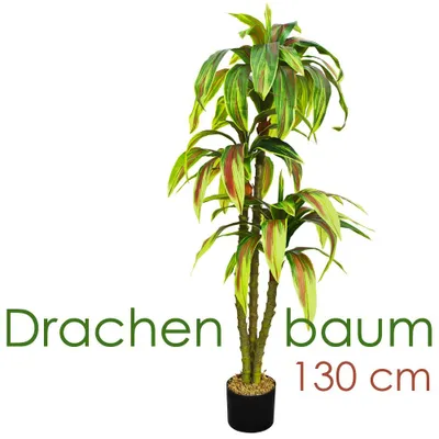 Image de Dragonnier Dracéna Plante Artificielle Artificiel Plastique avec Pot 130cm Decovego
