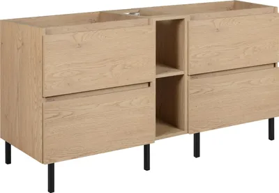 Immagine prodotto di ARMADIO DA BAGNO 140 cm (2 X 60 + 20) + piedini per mobili, colore: rovere chiaro, 140 x 46 x 80,7 cm