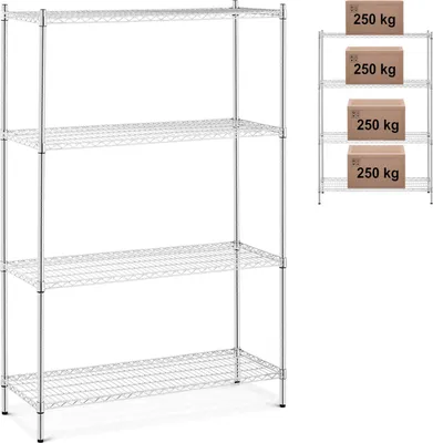 Zdjęcie produktu dla Regał warsztatowy chromowany 4 półki ażurowe do 1 t 1000 kg 120x45x180 cm