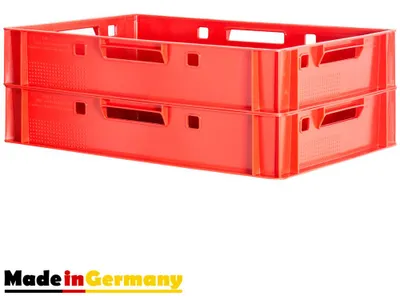 Produktbild von Fleischkiste E1 Fleischkiste Rot Fleischerkiste E1 Fleischkisten E1 Kiste E1 Fleischkiste Eurobox E1 Lebensmittelecht 60 x 40 Metzgerkiste E1 Auswahl Kingpower, Anzahl:2