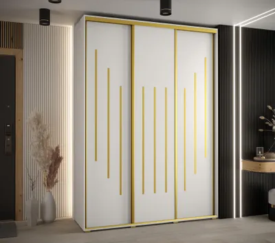 Produktbild von Kleiderschrank YVONA 8 – 170/45 cm, weiß/gold