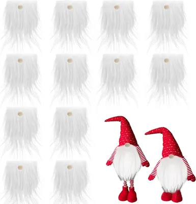 Productafbeelding van Voorgesneden dwergbaard - Set van 12 - Dwergbaard om zelf te maken - Witte dwergbaard voor kerstdecoraties