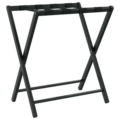 Image de Porte-bagages pliable, support de valise pour hôtel ou chambre, bambou naturel avec sangles robustes, capacité 70 kg, 68,5x38x58 cm, noir