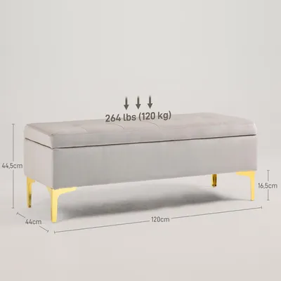 Produktbild von Aufbewahrungsbank - Aufbewahrungsbox - Sitzbank - Pouf - Halbank - Sitzgelegenheit - Metallfüße - 120x44x44,5 cm
