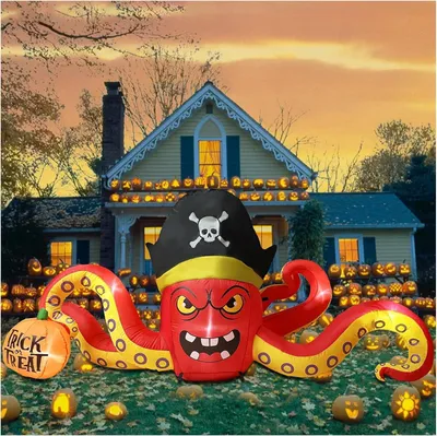 Aufblasbarer Piraten-Oktopus 2,3 m Halloween-Deko mit LEDs