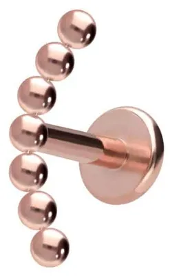 Produktbild von Ohrpiercing, Nasenpiercing Titan Labret mit Innengewinde 7 KUGELN RoséGold Stablänge: 10mm | Stabstärke: 1,2mm