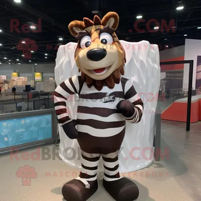Produktbild von Brauner REDBROKOLY Zebra Maskottchen Kostüm charakter bekleidet mit Rashguard und Mützen