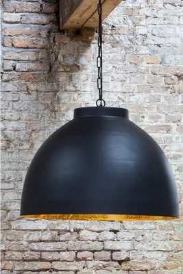 Productafbeelding van Light & Living hanglamp, diameter 45 cm, hoogte 31 cm, model KYLIE, buitenkant zwart, binnenkant goudkleurig