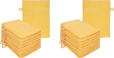 Produktbild von Betz 20 Stück Waschhandschuhe 16x21 cm PREMIUM 100% Baumwolle  Farbe: honiggelb
