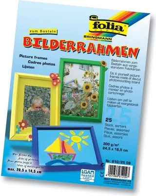 Produktbild von Folia Bilderrahmen aus Fotokarton, 24,5 x 18,5 cm, 5 Farben, mehrfarbig, 25-teilig (1 Set)