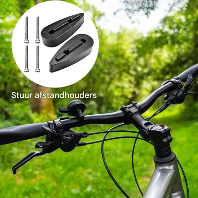 Productafbeelding van Fiets Stuurpen Afstandhouders - Hoogteverhogende Rondellen - Optimale Rijpositie - Koolstofvezel Materiaal - Diverse Maten - Zwart
