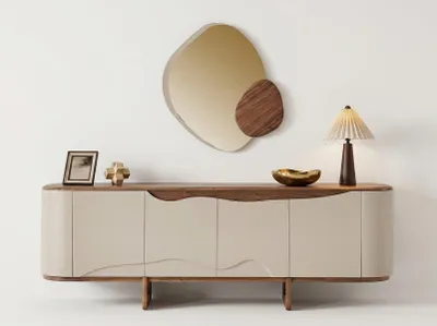 Produktbild von Sideboard mit Spiegel Modernes Wohngefühl Beige Schlichte Eleganz