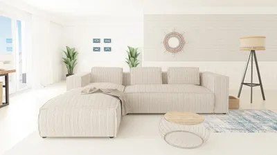 Produktbild von S-STYLE MÖBEL - Modernes Ecksofa Bello aus Beige Cord mit Ottomane links und weichem Sitz, B/T/H: 262 cm / 176 cm / 64 cm