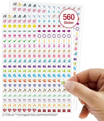 Produktbild von 560 Kalender Sticker für Terminplaner, Organizer & Familienkalender – 2 Bögen mit bunten Aufklebern für Haushalt, To-Dos, Journaling & Planung – Fotoalbum Sticker, Tagebuch Zubehör