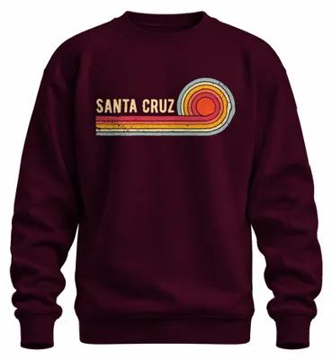 Immagine prodotto di SANTA CRUZ Retro Vintage Surf Sun Beach California Waves Felpa Unisex Pullover, Borgogna, L
