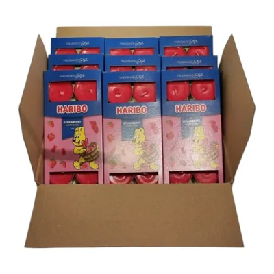 Produktbild von Haribo Strawberry Happiness Teelicht in Box 9x Set 10