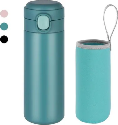 Immagine prodotto di Borraccia termica in acciaio inossidabile da 450 ml con isolamento sottovuoto - borraccia termica per acqua - senza BPA