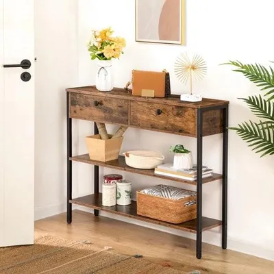 Immagine prodotto di Consolle - Tavolo da parete - Tavolo da ingresso con cassetti - Tavolino con cassetto - Mobili da ingresso - 100x80x24 cm - Marrone
