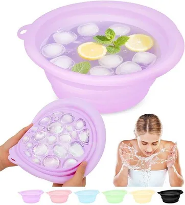 Image de Bain de glace pliable avec bac à glaçons, portable, petit format