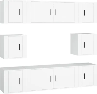Produktbild von vidaXL 8-tlg. TV-Schrank-Set Weiß Holzwerkstoff