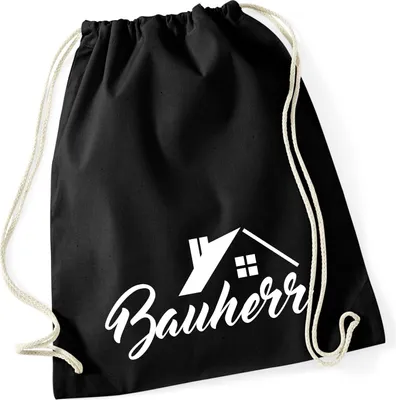 Produktbild von Huuraa Turnbeutel Bauherr 12 Liter Black Baumwolle Rucksack Geschenkidee