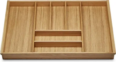 Produktbild von ORGA-BOX III EICHE Besteckeinsatz für 80er Schublade z.B. Nobilia ab 08/2012 (473 x 697 mm) Holz-Schubladeneinsatz mit 7 Fächern