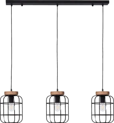 Produktbild von Balken Hängelampe, 142 cm Höhe, E27, max. 40 W, Metall/Holz
